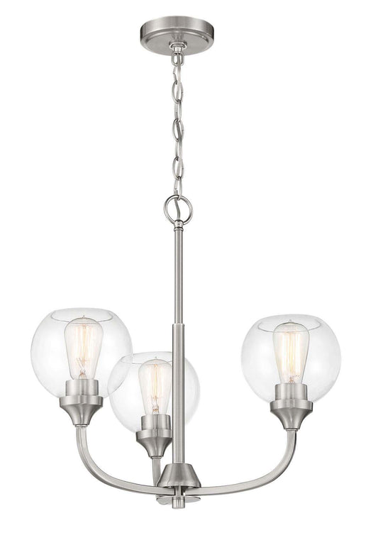 Glenda Chandelier 3 Light, Brushed Polished Nickel