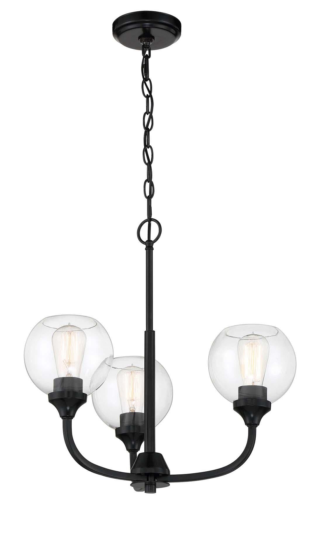 Glenda Chandelier 3 Light Flat Black