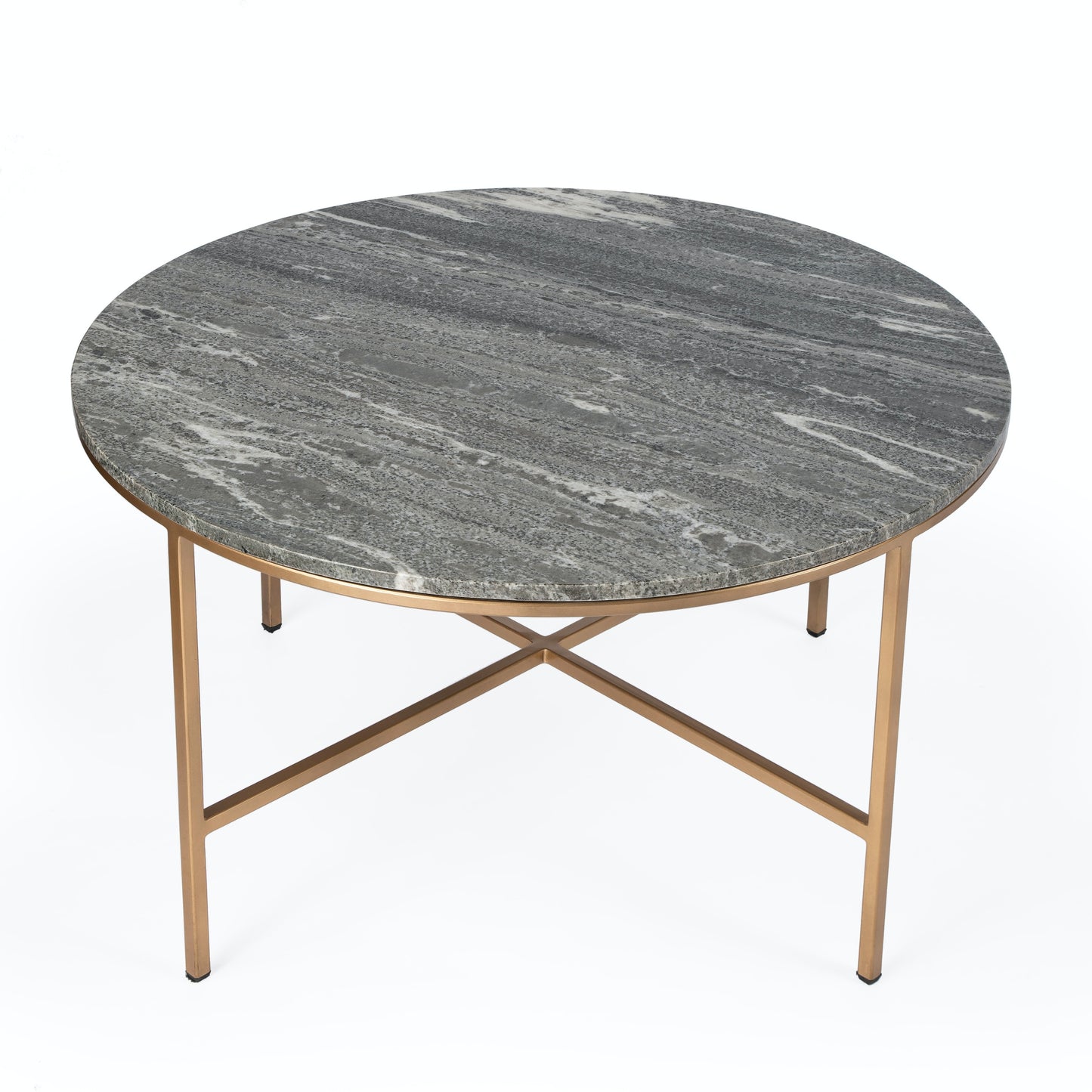 Butler Specialty Company, Grafton Marble Round Coffee Table, Gold, Gray