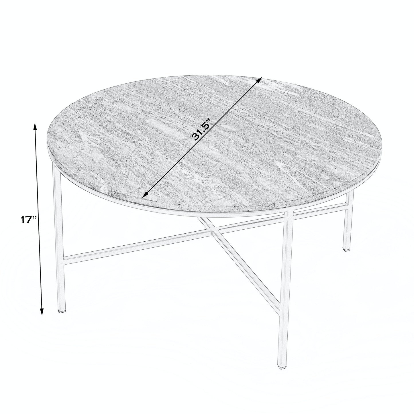 Butler Specialty Company, Grafton Marble Round Coffee Table, Gold, Gray