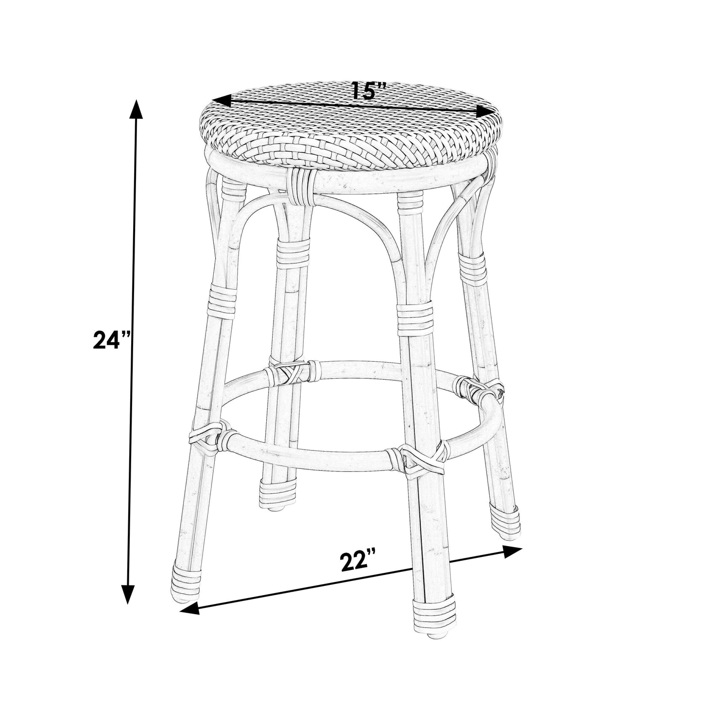 Butler Specialty Company, Tobias Outdoor Rattan and Metal Counter Stool