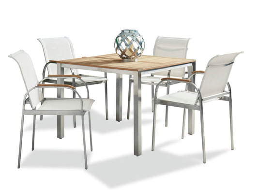 Aruba 5 Piece Outdoor Dining Set by homestyles, Off-White