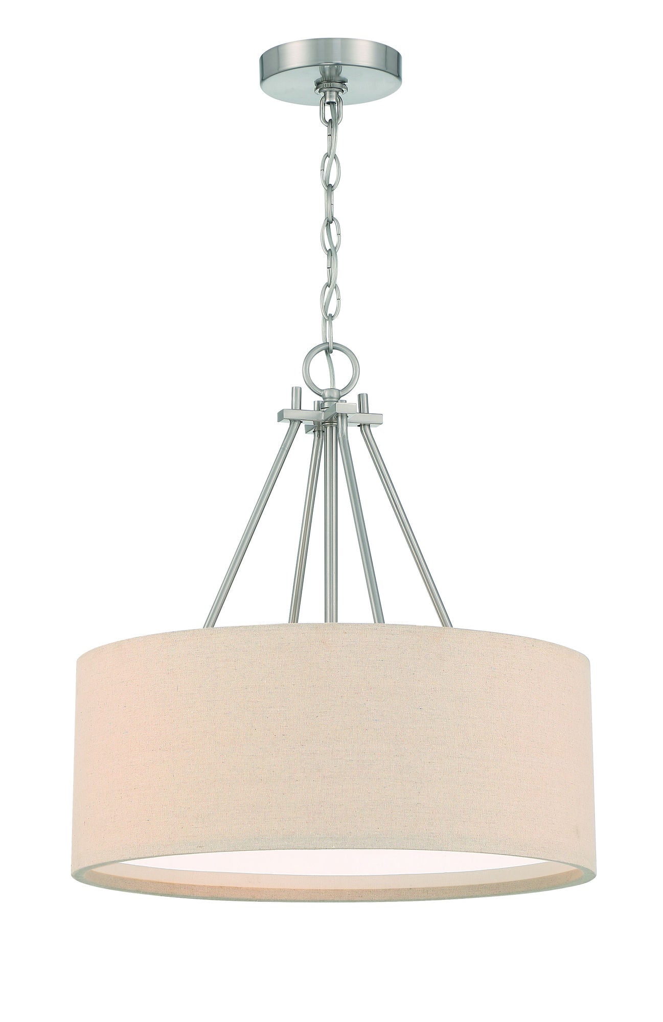 Duke 3 Light 18" Drum Shade Pendant, Brushed Polished Nickel