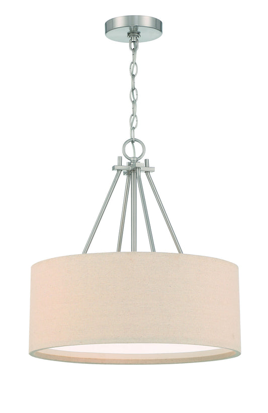 Duke 3 Light 18" Drum Shade Pendant, Brushed Polished Nickel