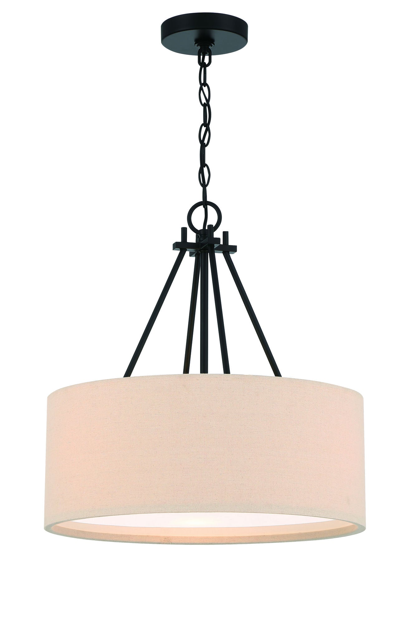 Duke 3 Light 18" Drum Shade Pendant, Flat Black