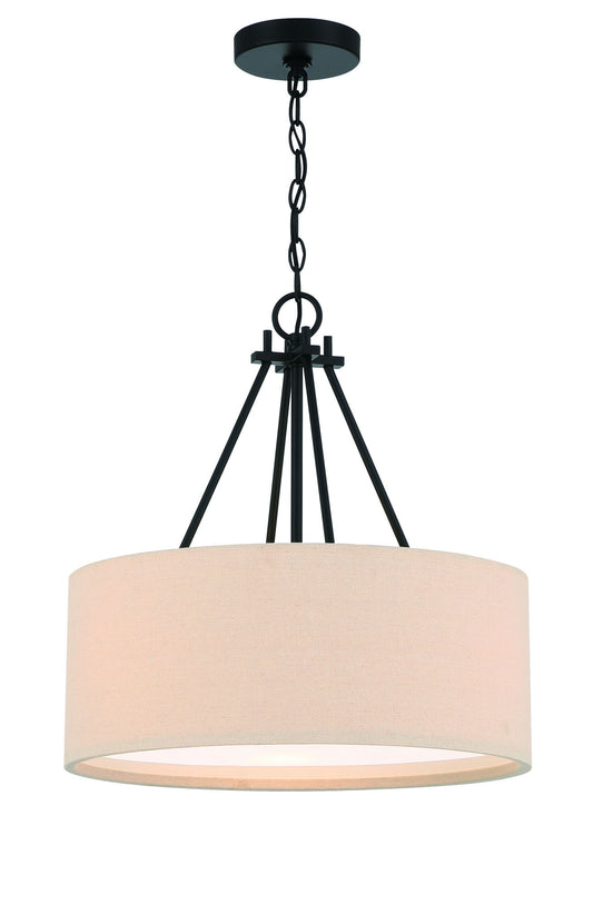 Duke 3 Light 18" Drum Shade Pendant, Flat Black