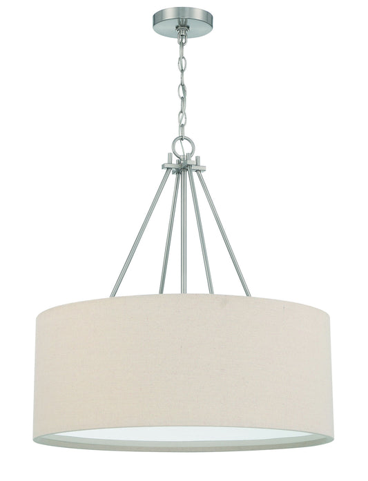 Duke 3 Light 24" Drum Shade Pendant, Brushed Polished Nickel