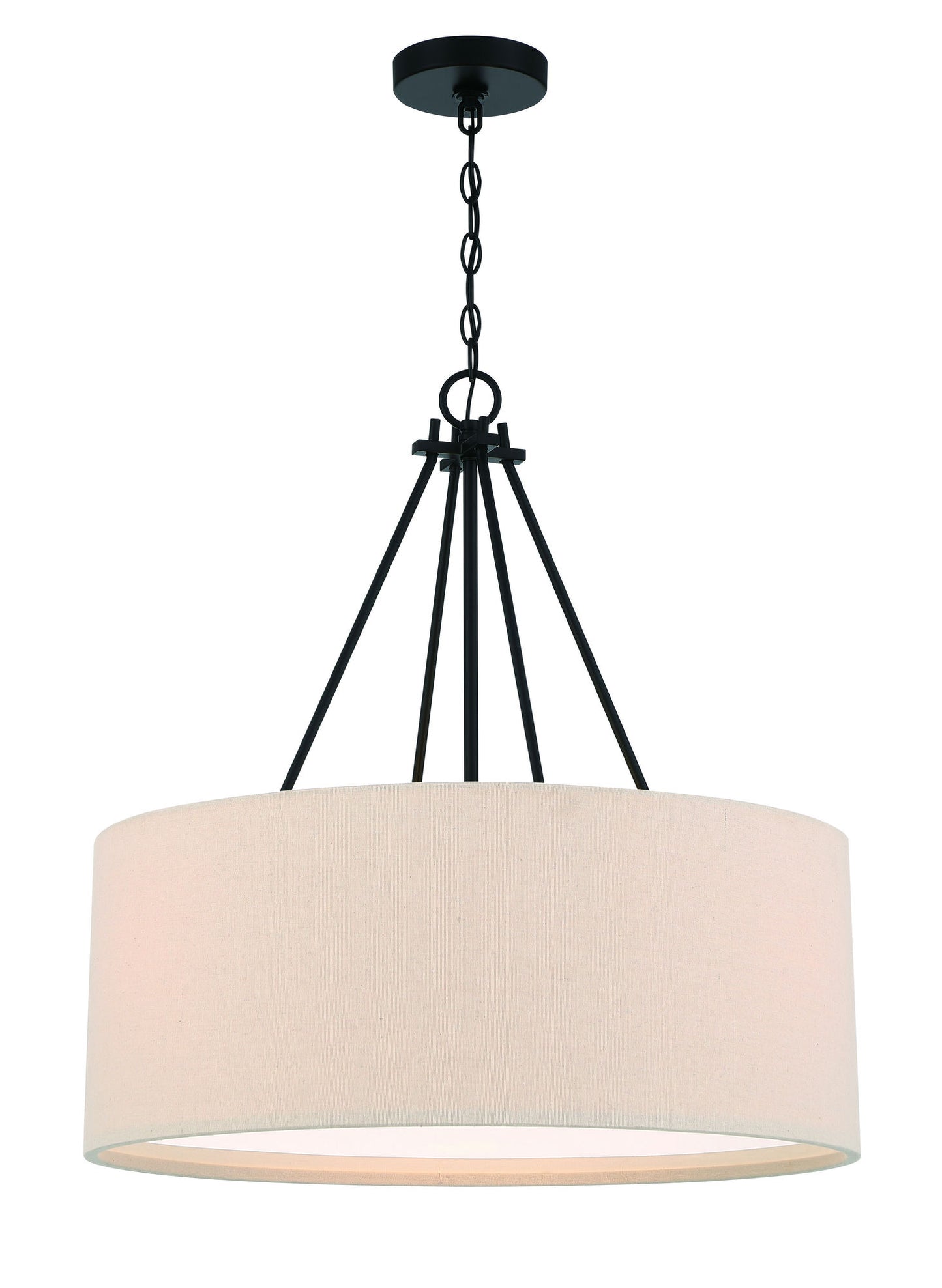 Duke 3 Light 24" Drum Shade Pendant, Flat Black