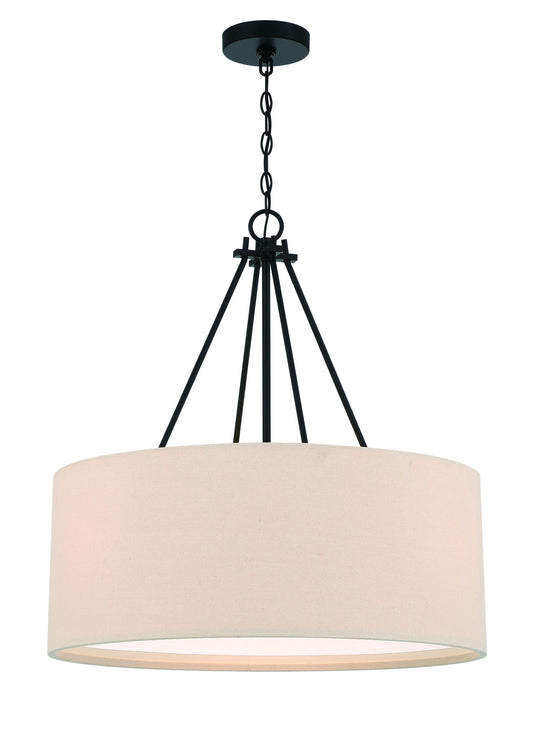 Duke 3 Light 24" Drum Shade Pendant, Flat Black