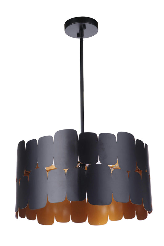 Sabrina 1 Light Semi Flush, Flat Black / Gold Luster, Damp Rated