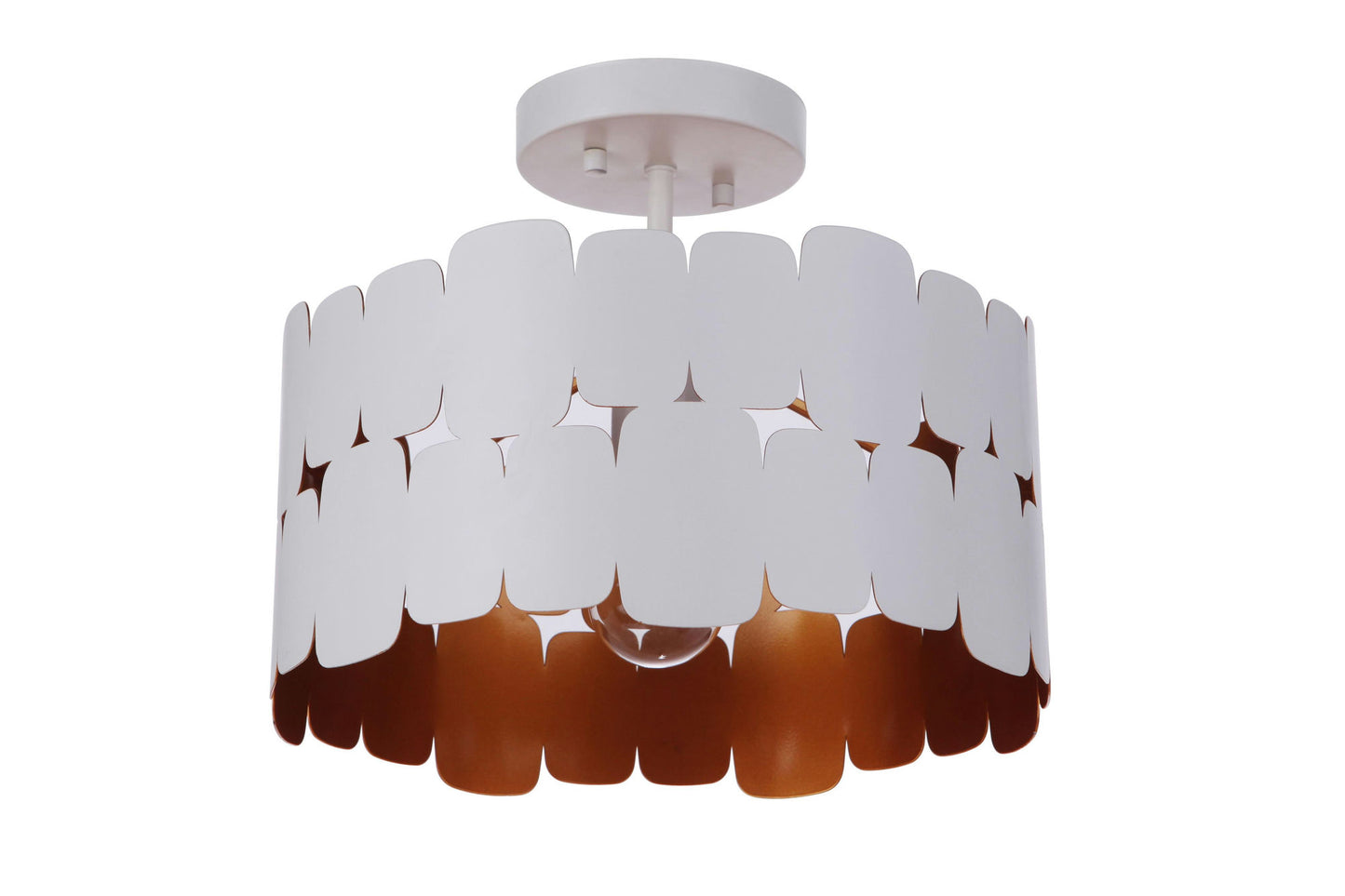 Sabrina 1 Light Semi Flush, Matte White / Gold Luster, Damp Rated