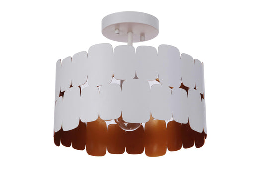 Sabrina 1 Light Semi Flush, Matte White / Gold Luster, Damp Rated