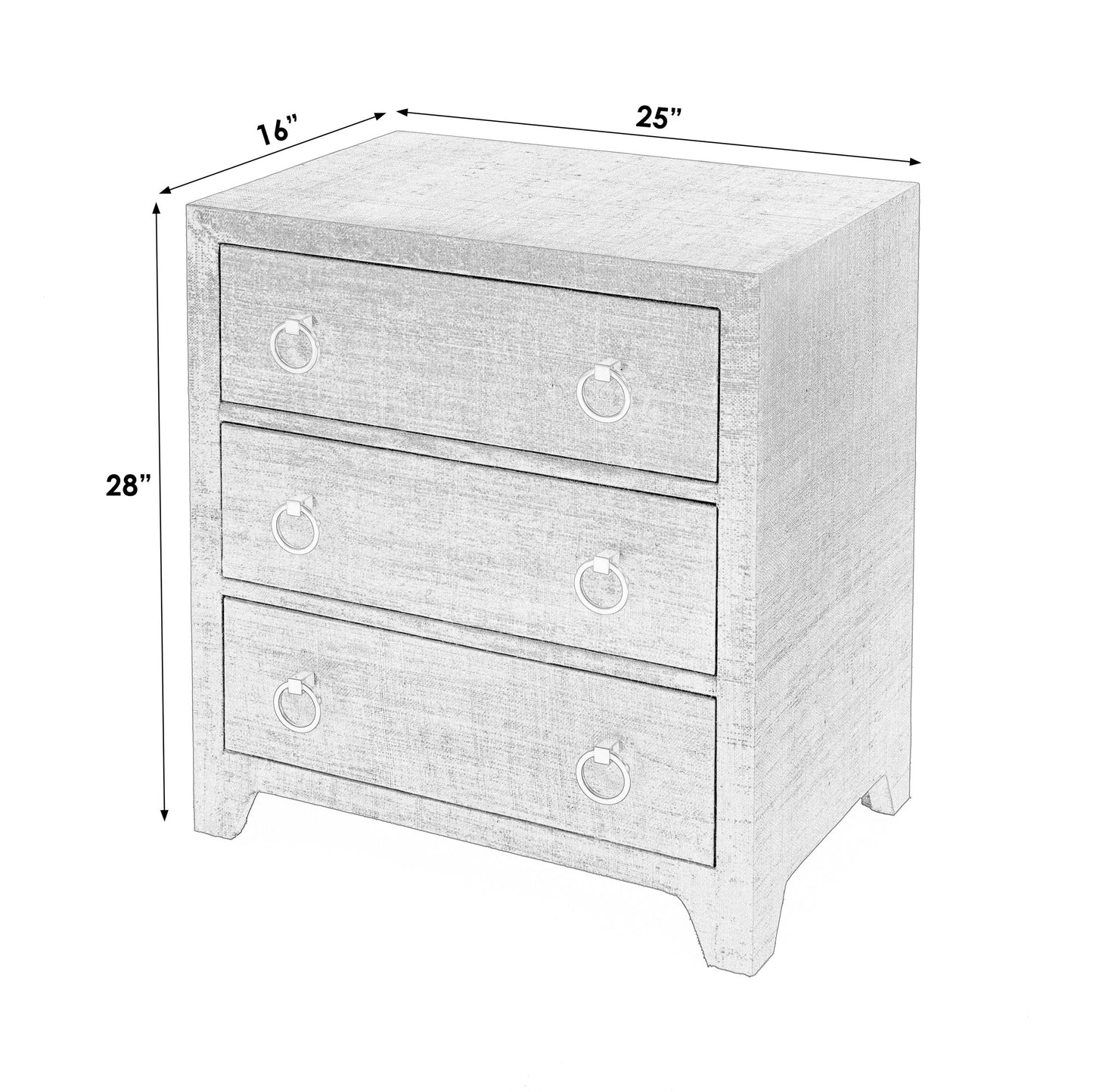 Butler Specialty Company, Bar Harbor Charcoal Raffia 3 Drawer Chest, Charcoal