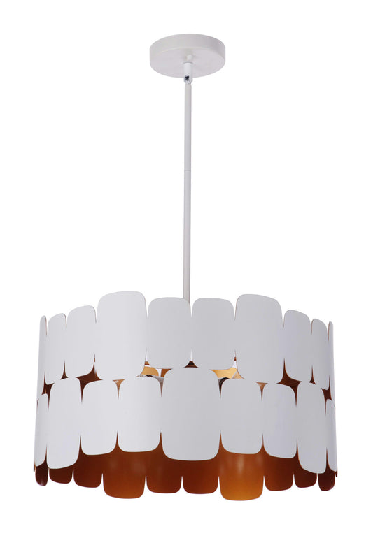 Sabrina 4 Light Pendant, Matte White / Gold Luster, Damp Rated