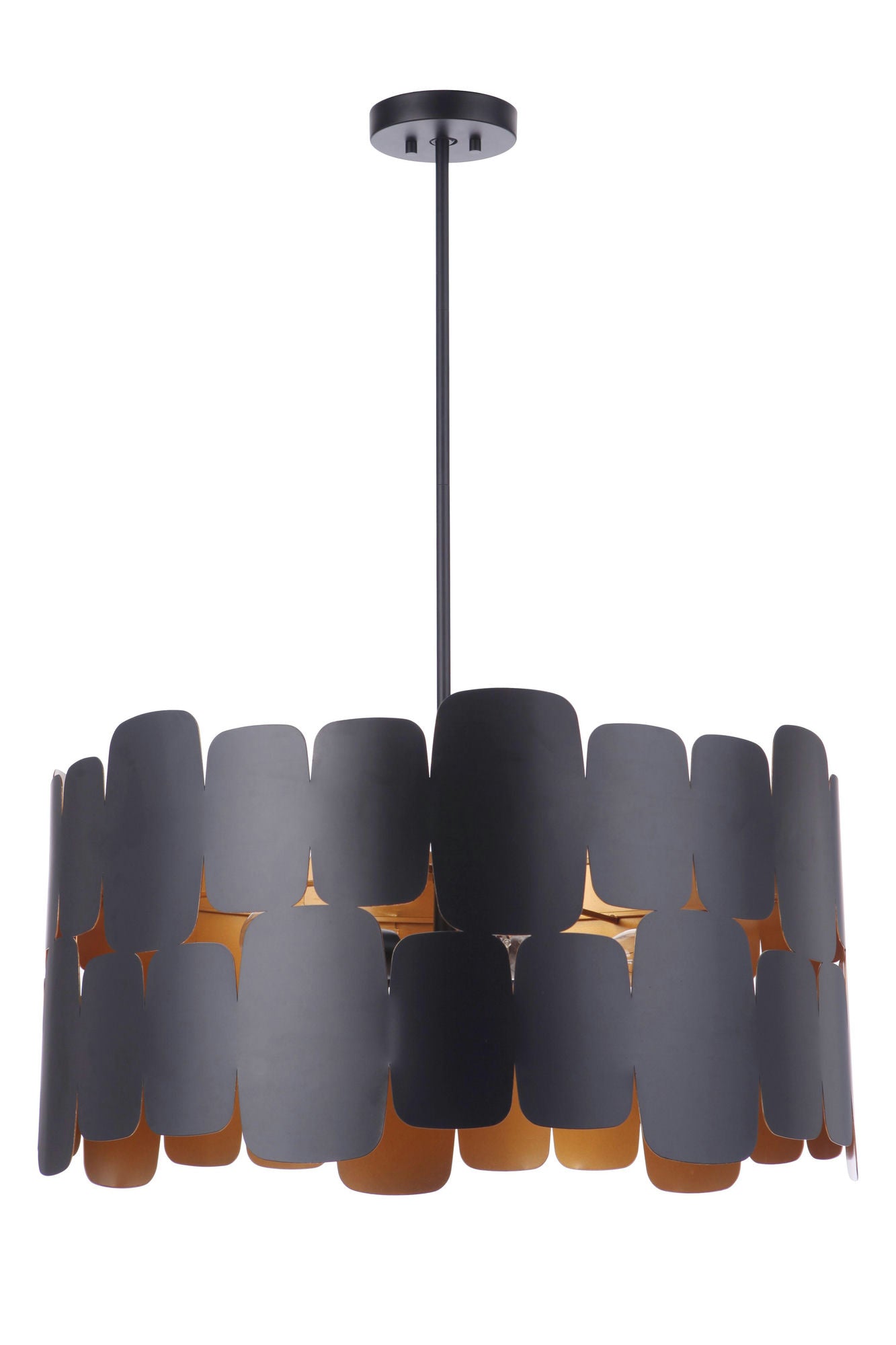 Sabrina 5 Light Pendant, Flat Black / Gold Luster, Damp Rated