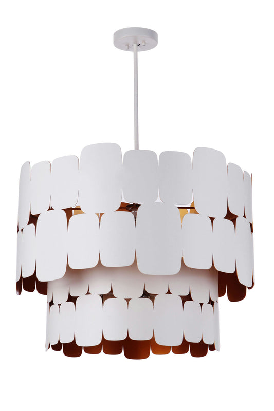 Sabrina 9 Light Pendant, Matte White / Gold Luster, Damp Rated