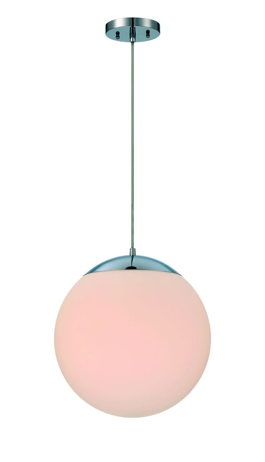 Gaze 14" White Frosted Glass 1 Light Pendant with Cord - CH