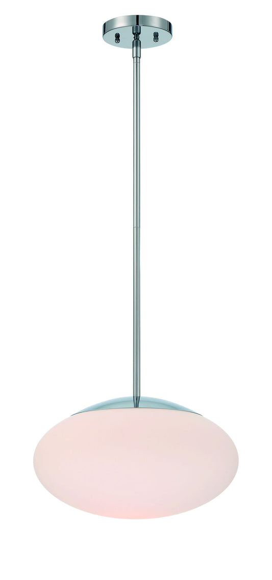 Gaze 14" White Frosted Glass Oval 1 Light Pendant Rod Hung - CH