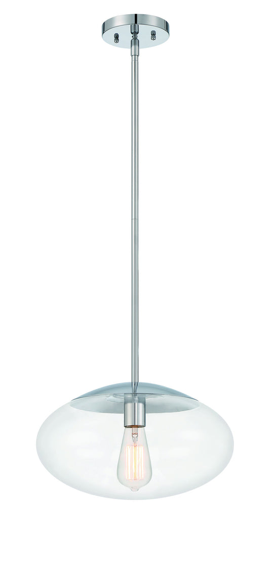 Gaze 14" Clear Glass Oval 1 Light Pendant Rod Hung - CH
