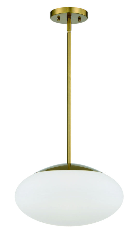 Gaze 14" White Frosted Glass Oval 1 Light Pendant Rod Hung - SB