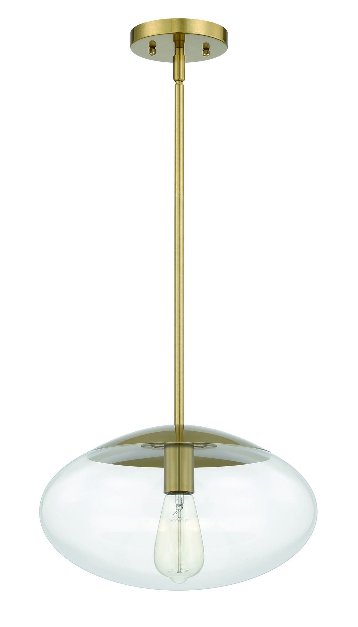 Gaze 14" Clear Glass Oval 1 Light Pendant Rod Hung - SB