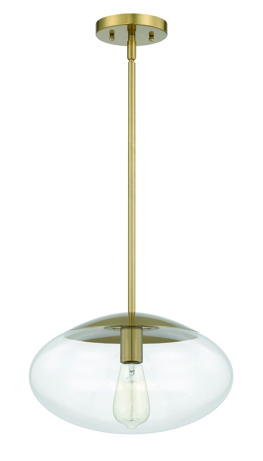 Gaze 14" Clear Glass Oval 1 Light Pendant Rod Hung - SB