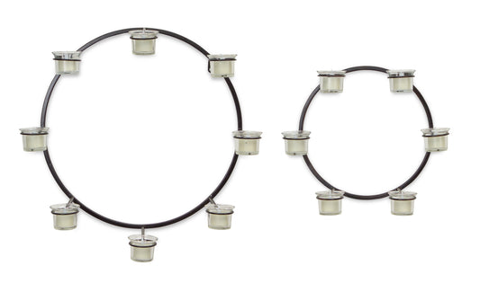 Wall Mount Votive Candle Holders (Set Of 2) 18"D, 12"D Metal/Glass