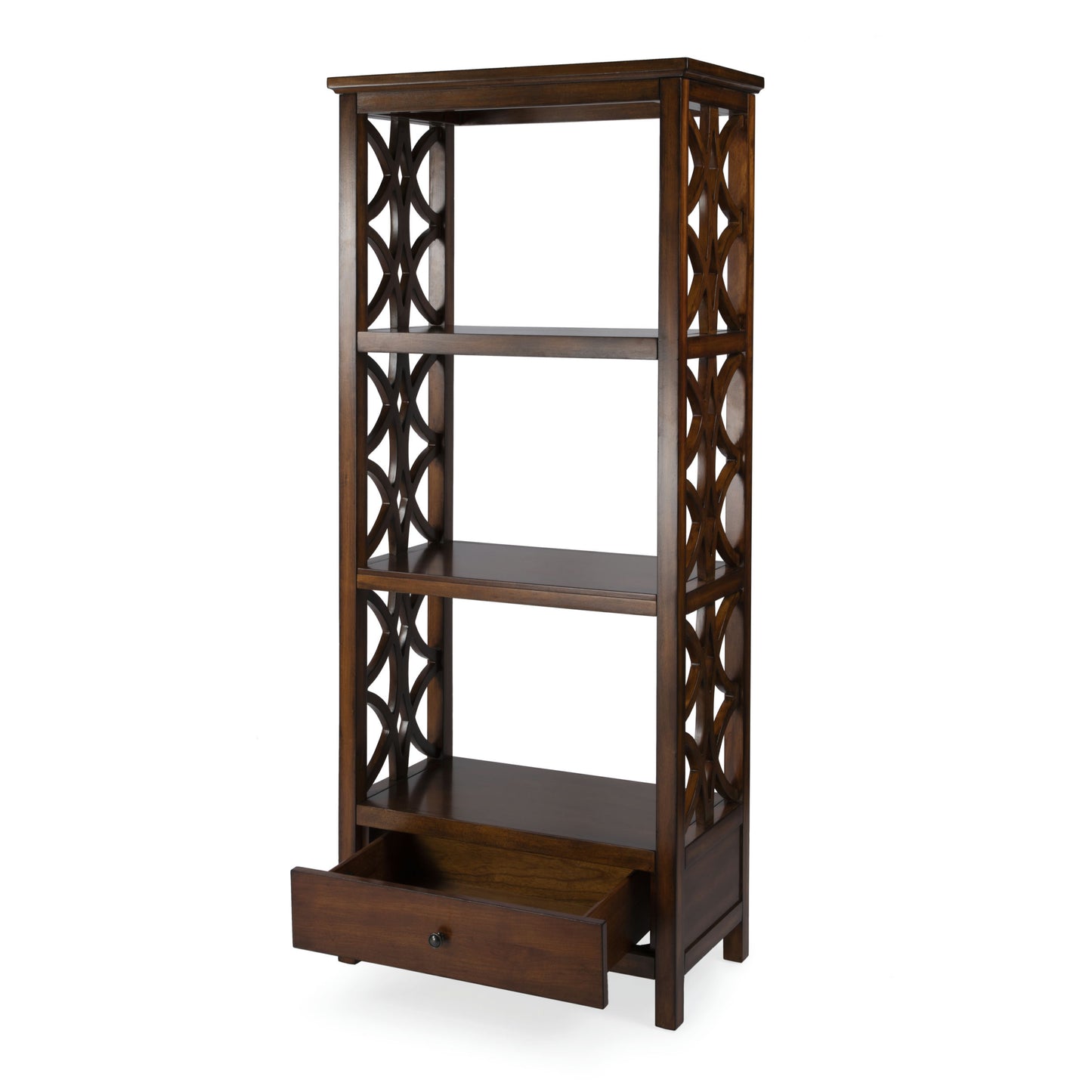 Butler Specialty Company, Lorena 30"W 3- Tier Etagere with Storage Drawer, Brown