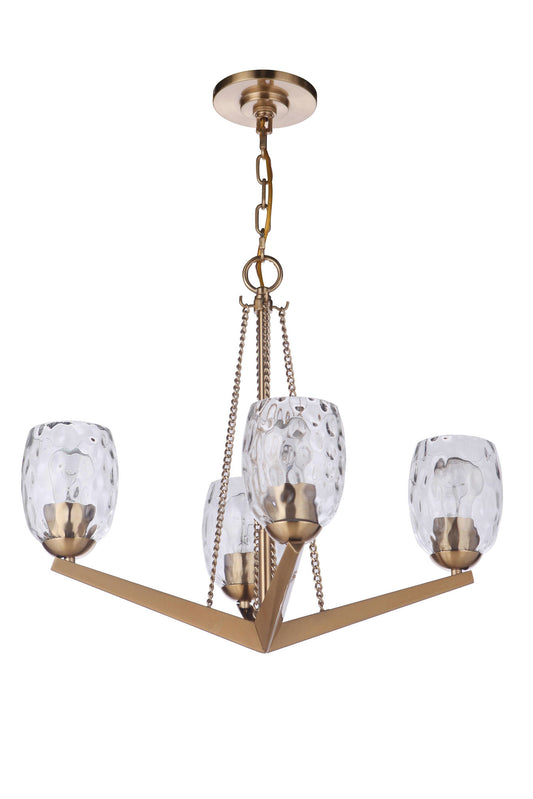 Guiding Star 4 Light Chandelier, Satin Brass