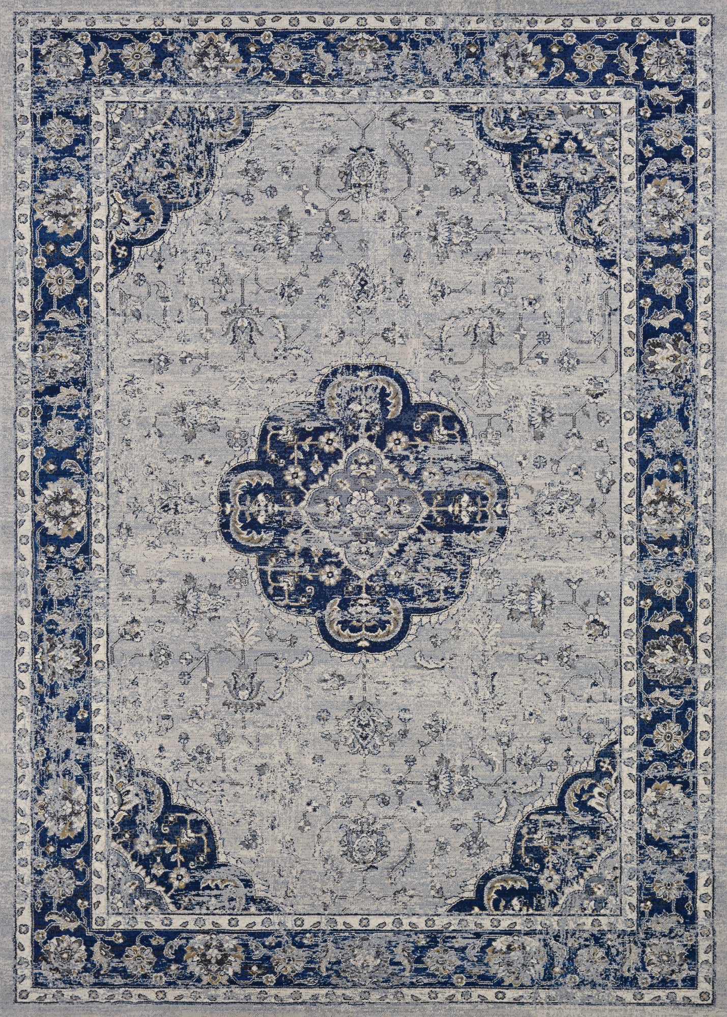 Couristan Sultan Treasures Clover Medallion Indigo Rug 7'10" x 11'2"