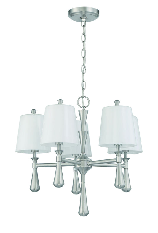 Palmer 5 Light Mini Chandelier with Frosted Opal Glass Shades - BNK