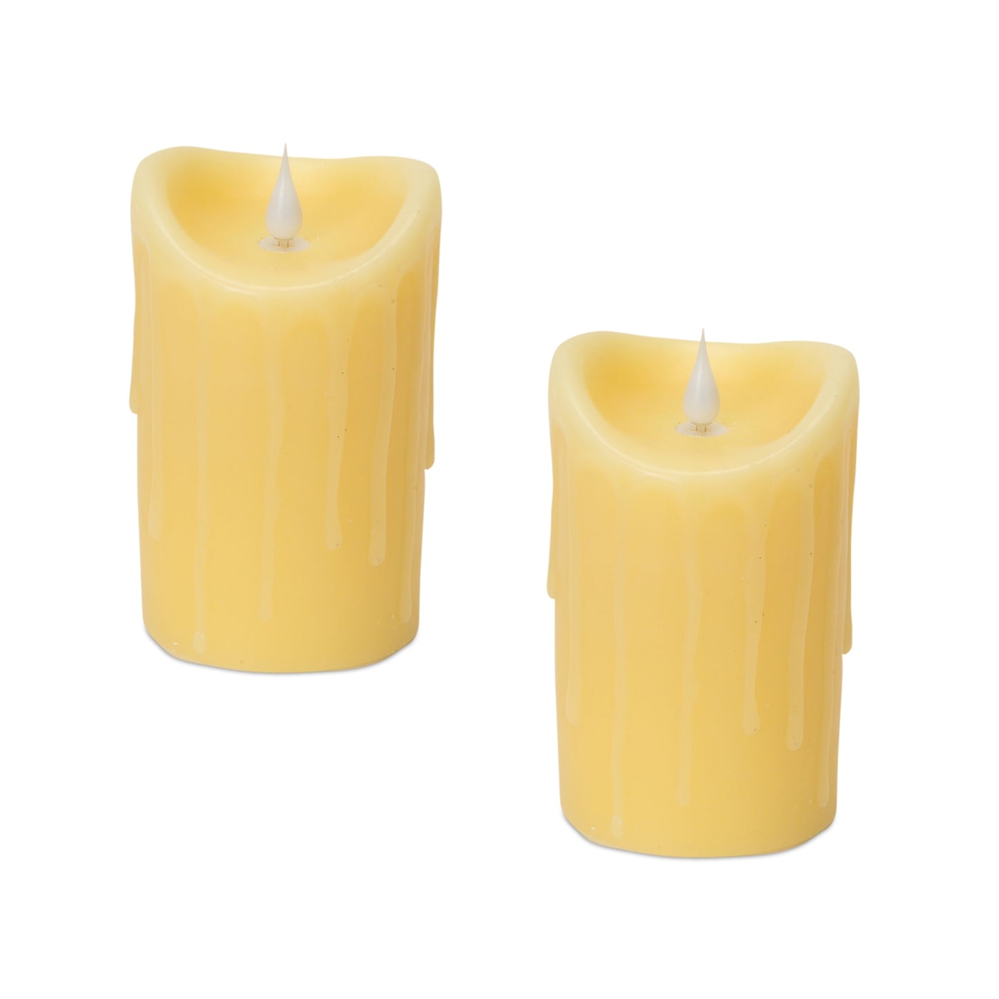 Simplux Led Dripping Candle W/Moving Flame (Set Of 2) 3"D x 5"H