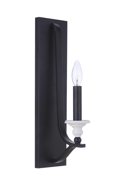 Esme 1 Light Sconce, Flat Black/White