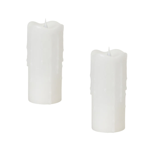 Simplux Led Dripping Candle W/Moving Flame (Set Of 2)3"Dx7"H