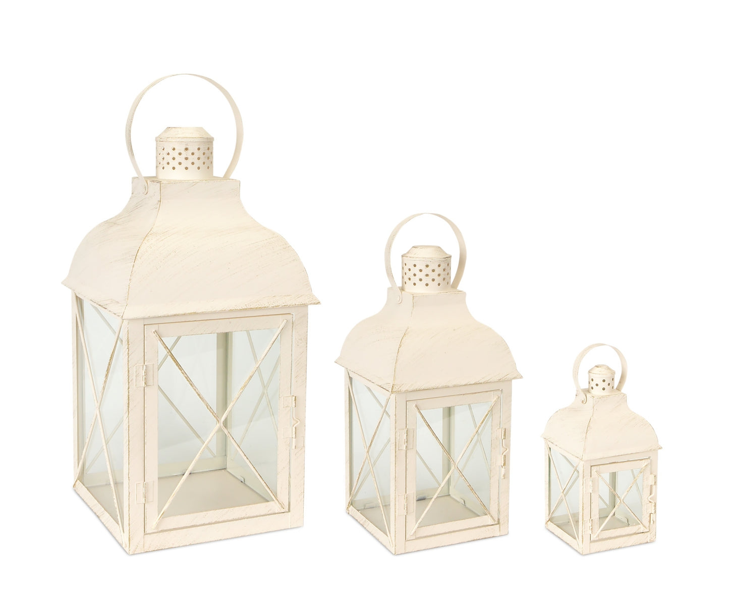 Lantern (Set Of 3) 8.5"H, 13.75"H, 18.5"H Metal/Glass