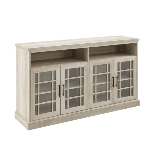 58" Classic Glass Door TV Console - White Oak