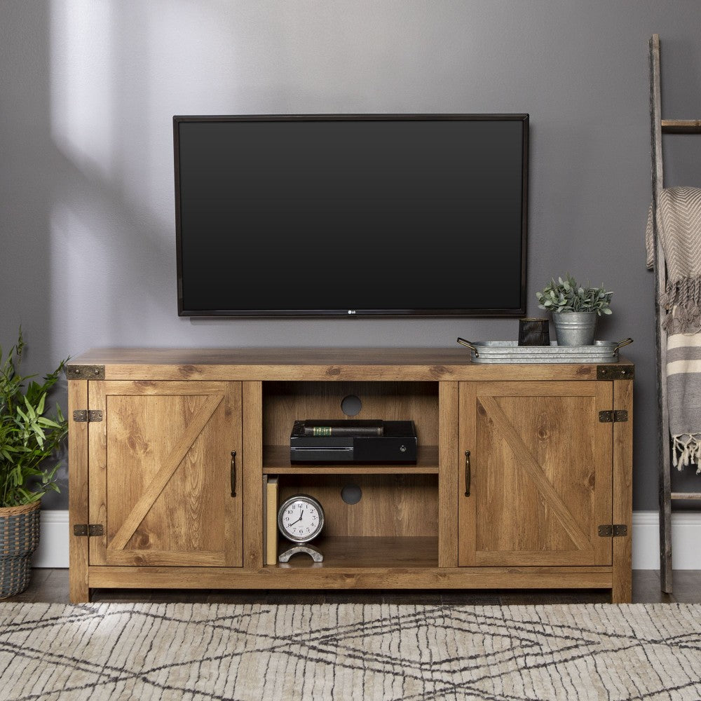 58" Farmhouse Barn Door TV Stand - Barnwood