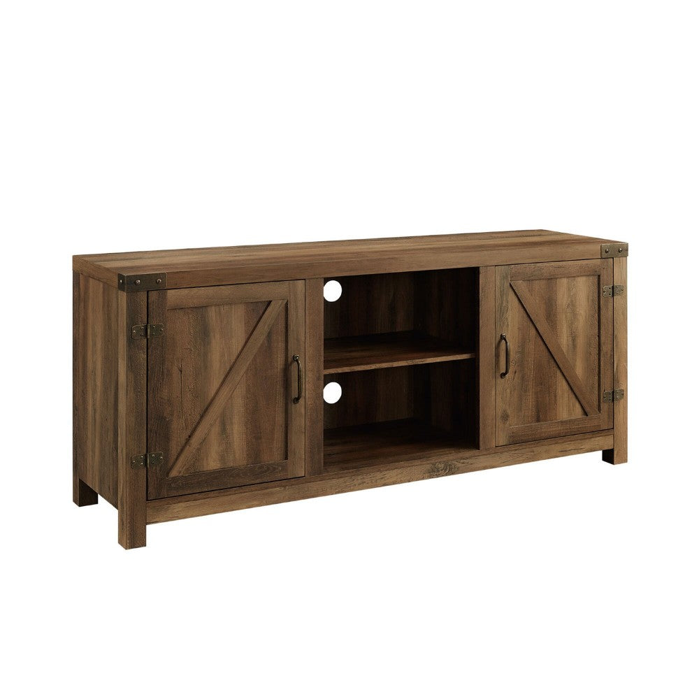 58" Farmhouse Barn Door TV Stand - Rustic Oak