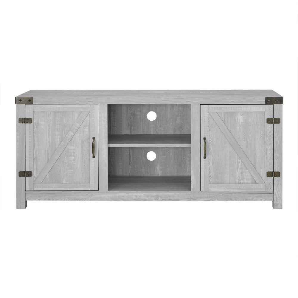 58" Farmhouse Barn Door TV Stand - Stone Gray