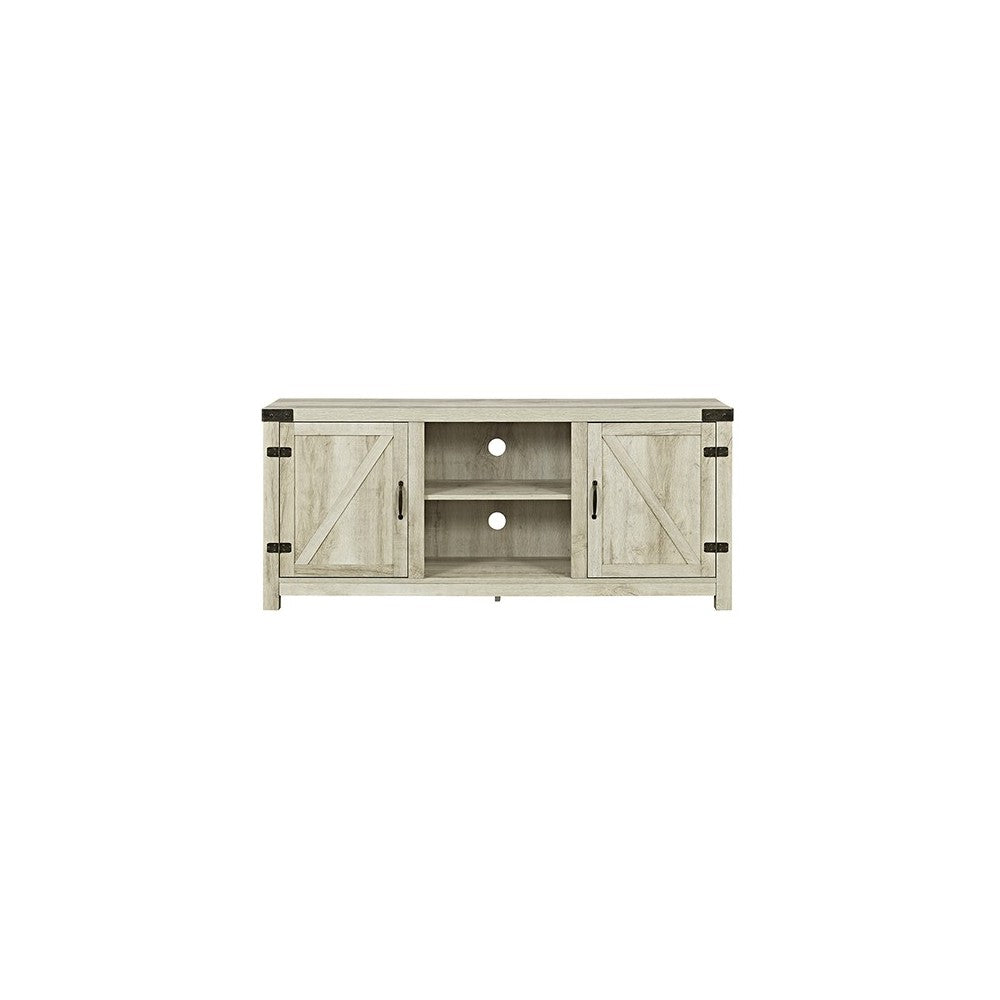 58" Farmhouse Barn Door TV Stand - White Oak