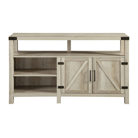 58" Modern Farmhouse Barn Door Highboy TV Stand - White Oak