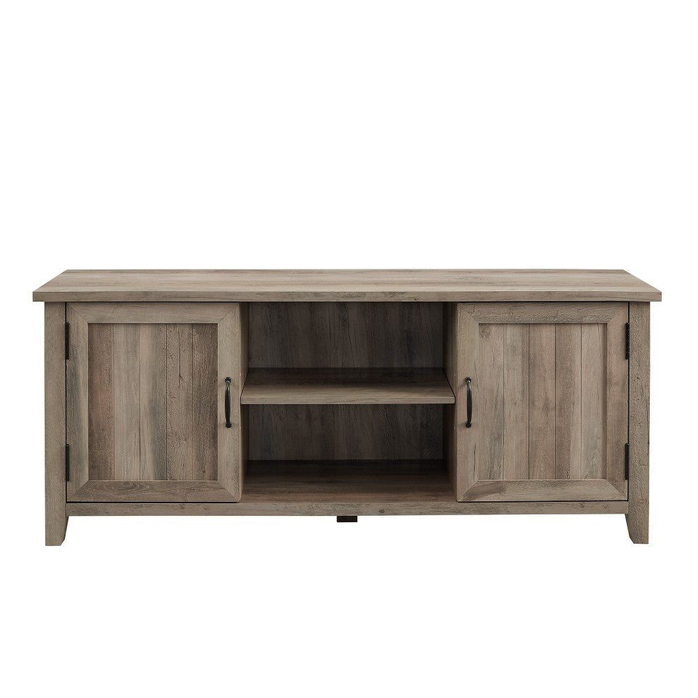 58" Modern Farmhouse Grooved 2 Door TV Stand - Gray Wash