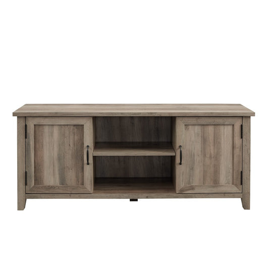 58" Modern Farmhouse Grooved 2 Door TV Stand - Gray Wash