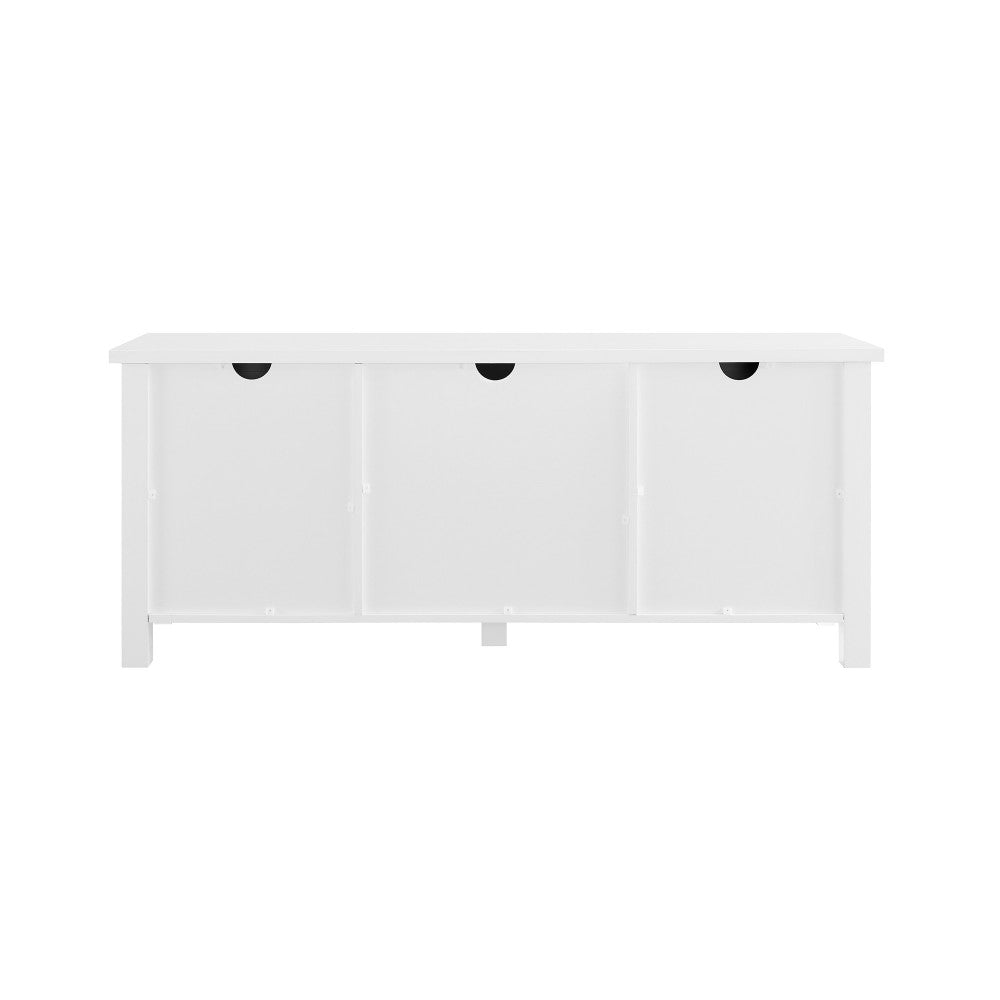 58" Modern Farmhouse Grooved 2 Door TV Stand - Solid White