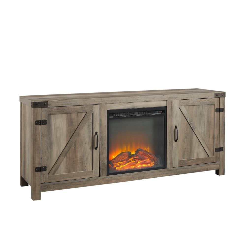 58" Rustic Modern Farmhouse Fireplace TV Stand - Gray Wash