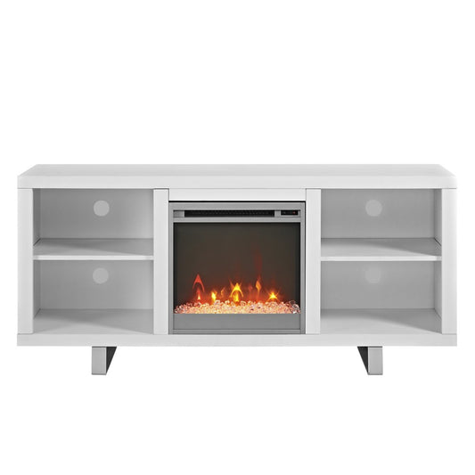 58" Simple Modern Electric Fireplace TV Stand - White