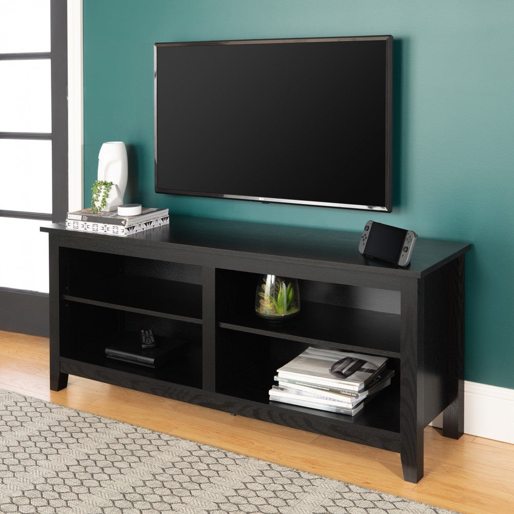 58" Simple Wood TV Stand - Black