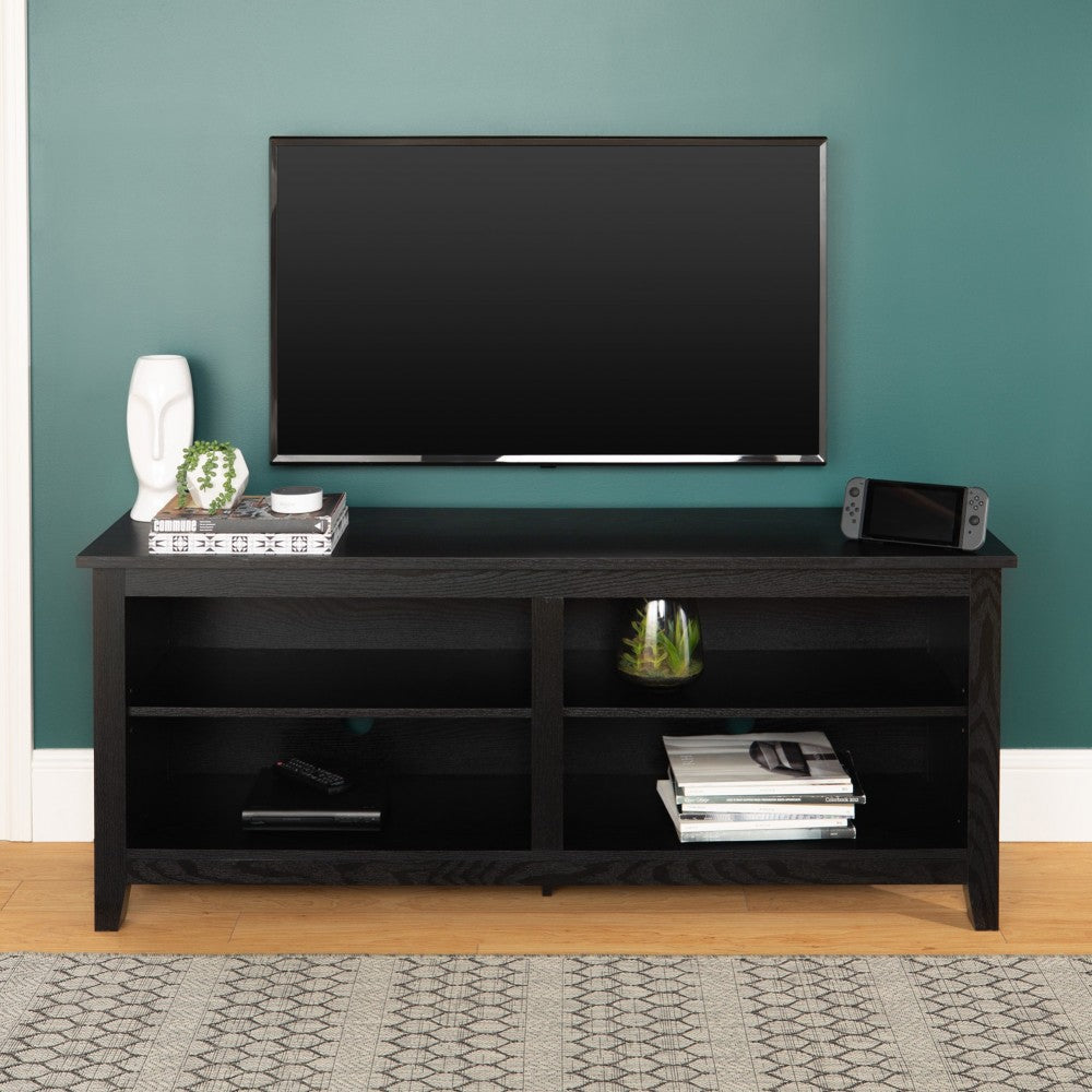 58" Simple Wood TV Stand - Black