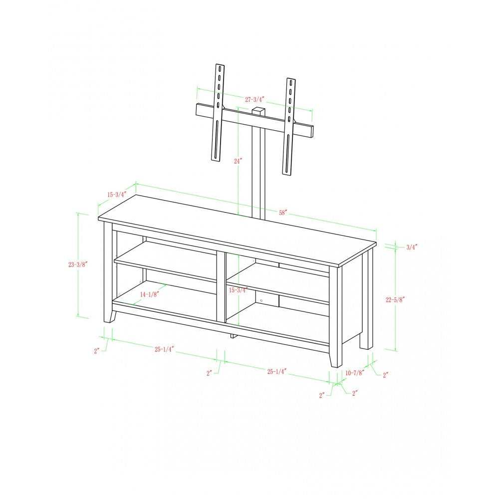 58" Simple Wood TV Stand - Black