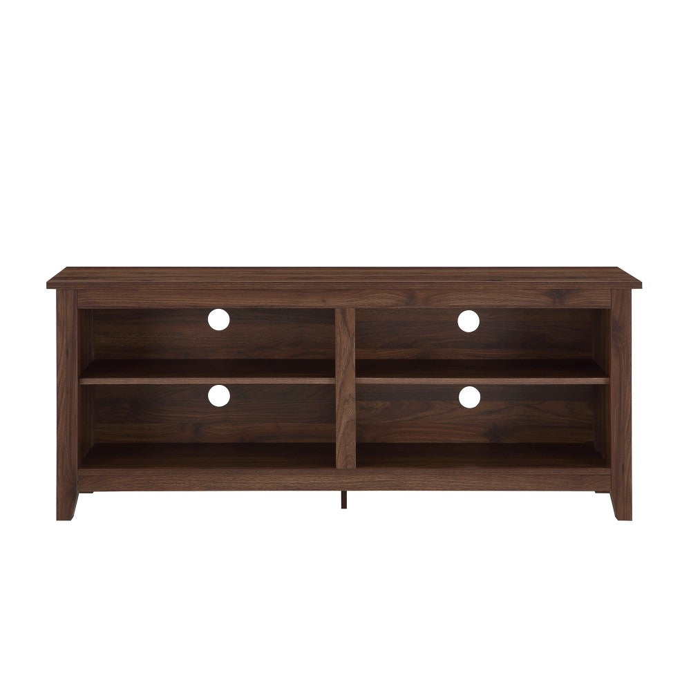 58" Simple Wood TV Stand - Dark Walnut